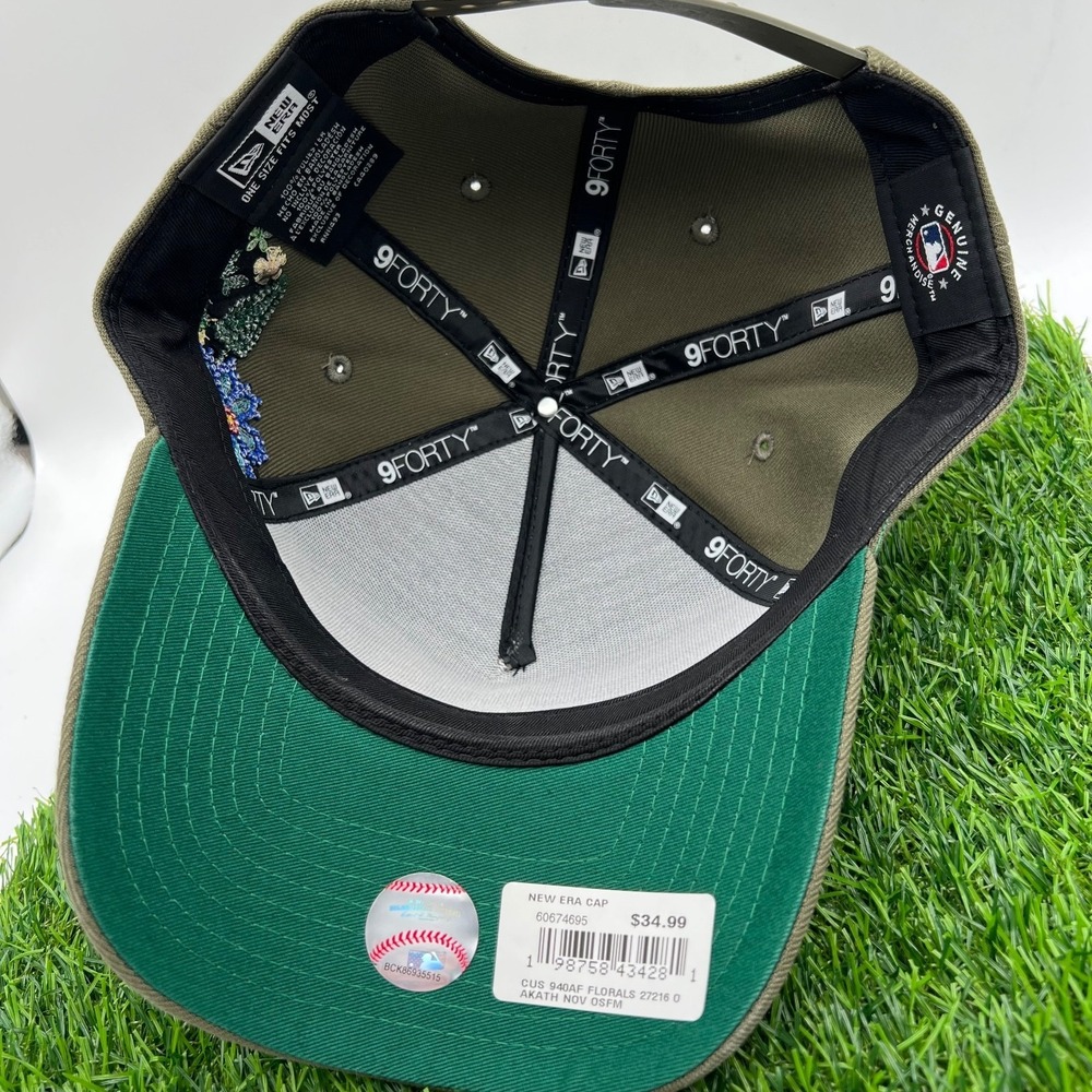 New‎ Era Oakland Athletics Olive Green Tonal Floral 9Forty A Frame Snapback Hat - Picture 7 of 8